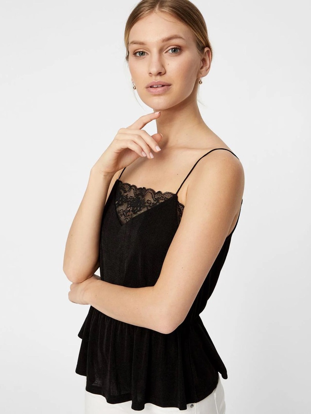 Vero Moda Black Lace-Trim Camisole Size Large